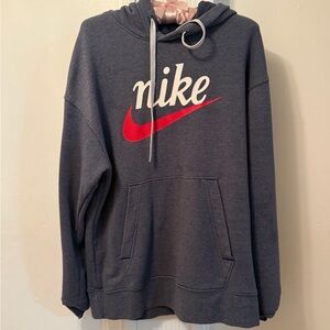 Nike Gray and Red Sweater with Iconic Branding